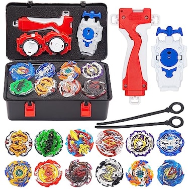 Bey Battling Top Burst 12 New Gyros Top with 2 Launcher, Arena Toy, Gyro Pocket Box Pro (Black)