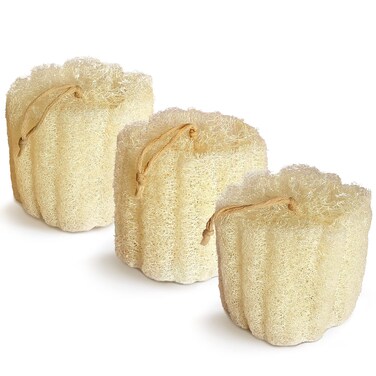 Natural Shower Loofah Sponge, Bath Exfoliating Loofa Body Scrubber, 5.5 &ldquo;Soft and Easy Foaming Spa Lufa Sponges (3 Pack)