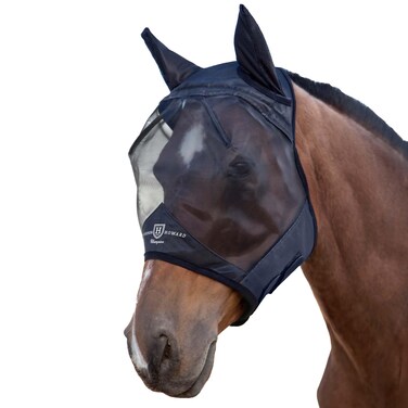 Harrison Howard CareMaster Horse Fly Mask Half Face with Ears Black XL Extra Full Size