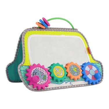 Infantino Busy Board Mirror &amp; Sensory Discovery Toy Boat for Fine Motor Skill Development with Gears, Beads, High Contrast Prints, Tummy Time, Sit &amp; Play or On The Go, for Newborns, Babies &amp; Toddlers