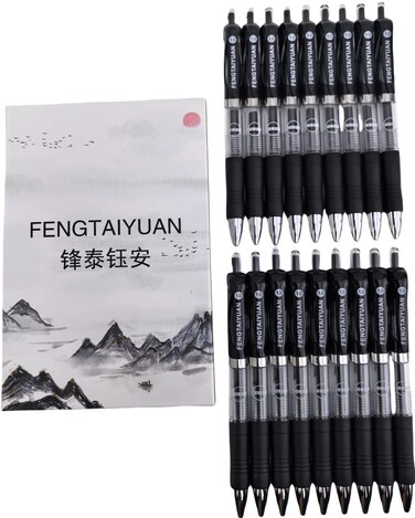 Fengtaiyuan AD10P18, Retractable Gel Pens, 1.0mm, Black Ink, Bold Point, Writting Smooth, 18 Pack (AD10P18)