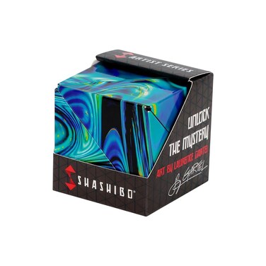 SHASHIBO Shape Shifting Box - Award-Winning, Patented Fidget Cube w/ 36 Rare Earth Magnets - Transforms Into Over 70 Shapes, Gift Box, Download Fun in Motion Toys Mobile App (Mystic Ocean, 2 Pack)