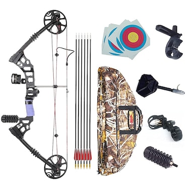 Compound Bow Archery, Aluminum Magnesium Alloy Bow kit with Bow String Right Hand Composite Bow with Adjustable Draw Length and Weight Composite Bow Archery Hunting Equipment