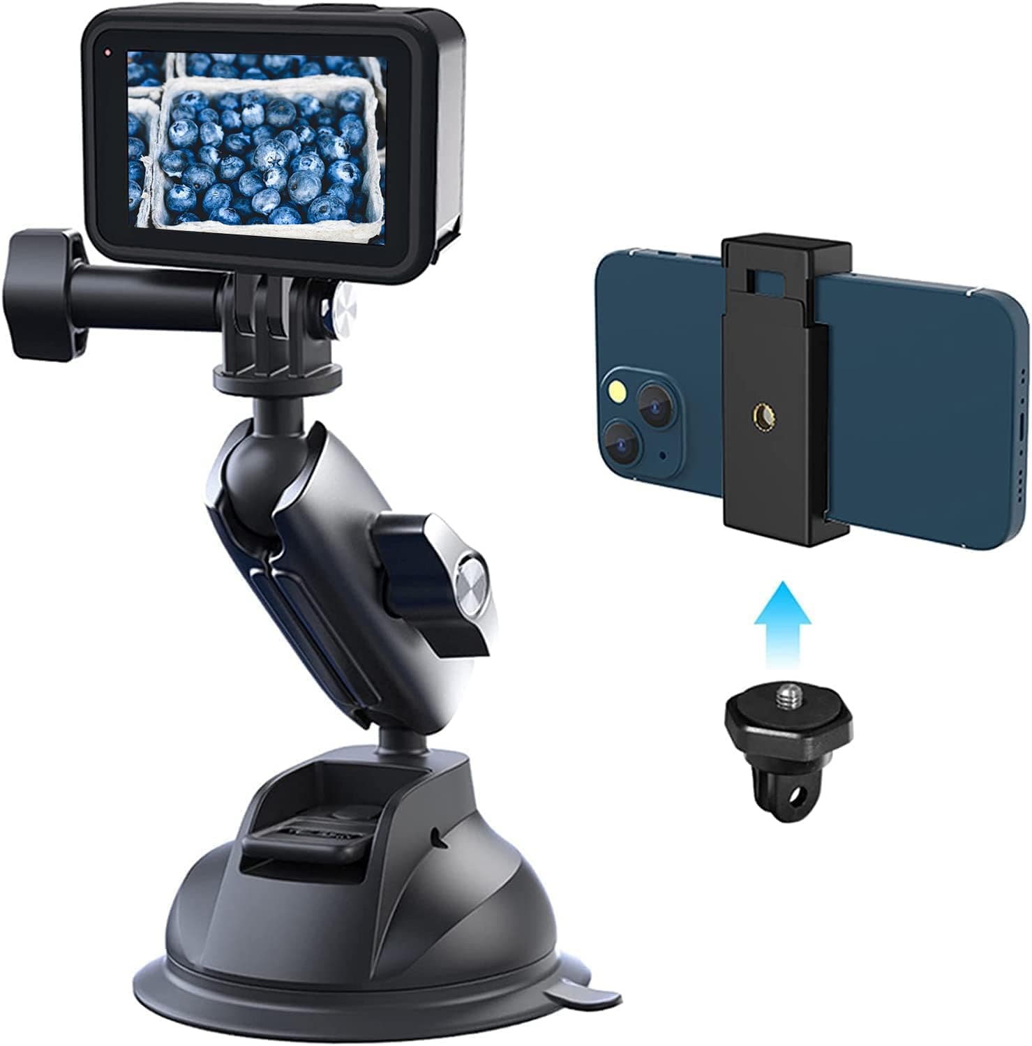 Telesin° Telesin° Aluminum Suction Cup Car Mount Windshield Window Dashboard Holder With Phone Cli