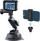 Aluminum Suction Cup Car Mount Windshield Window Dashboard Holder with Phone Clip for GoPro Max Mini Hero 13 12 11 10 9 8 7 6 5 Insta360 X3 X4 GO3 Ace Pro DJI Action 3 4 Pocket 3 iPhone Android