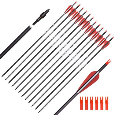Carbon Arrow Hunting Target Practice Arrows 26 28 30 Inch with Removable Tips for Compound &amp; Recurve Bow Spine 500 6/12PCS
