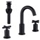 Black 8 Inches 2 Handle Widespread Bathroom Faucet, 3 Hole Bathroom Faucet Matte Black with Valve and Pop Up Drain Assembly by ChiLDano, CH2133BK