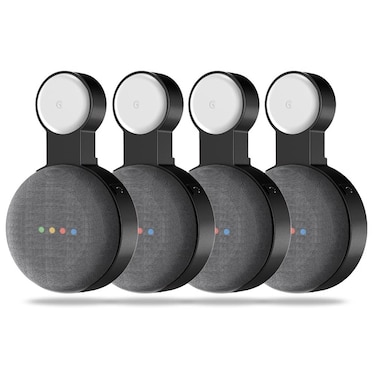 Mini Wall Mount Holder,Update Space-Saving Design AC Outlet Mount, Perfect Cord Management for Mini Voice Assistant (4 Pack Black)