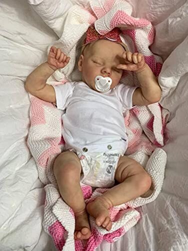 Realistic Newborn Baby Dolls,18 Inch Reborn Baby Doll with Soft Cloth Body,Real Life Baby Dolls Sleeping Girl Baby Doll That Look Real
