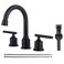WOWOW 2 Handle Bathroom Faucet Matte Black Bathroom Sink Faucet Widespread Faucet with Pop Up Drain Brass Bathroom Faucet 3 Hole Vanity Faucet 8 Inch Basin Faucet