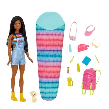 Barbie Doll &amp; Accessories, It Takes Two Camping Playset with Brooklyn, Pet Puppy &amp; 10+ Accessories Including Sleeping Bag