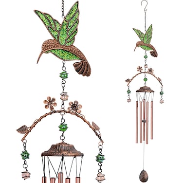 Wind Chimes - Hummingbird Wind Chimes for Outside Deep Tone 34 inches 5 Aluminum Tubes, Birthday, Mother's Day, Hummingbird Gifts for Mom, Grandma, Decorations for Home, Garden, Patio, Backyard