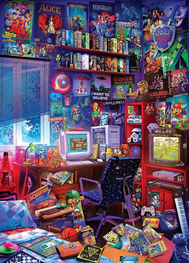 '80s Game Room Pop Culture 1000 Piece Jigsaw Puzzle by Rachid Lotf   Interactive Brain Teaser, Educational Toys &amp; Games for Kids and Adults   28 x 20 Inches