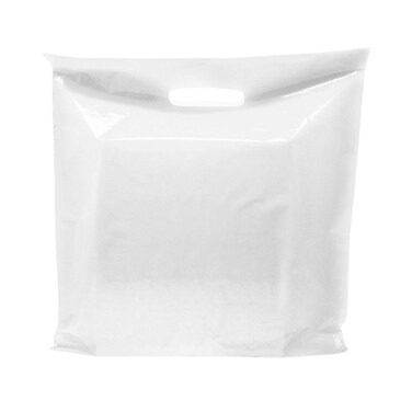 50 Pack Extra Large White Merchandise Bags 26" x 26" x 3 mil Thick - Die Cut Handles - Glossy Plastic Perfect for Retail - Ideal for Shopping, Large Packages, Toys - Recyclable