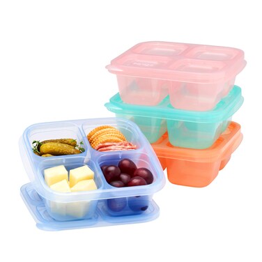 Bentgo Easyboxes 4-Compartment Snack Containers - 8-Piece Set with 4 Trays &amp; 4 Custom-Fit Lids to Seal in Freshness - Reusable Food Storage &amp; Meal Prep Bento BPA-Free Containers (Pastels)