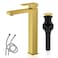 KENES Brushed Gold Tall Bathroom Faucet, Single Handle Bathroom Vessel Sink Faucet Vanity Bathroom Faucet with Water Supply Hose and Pop Up Sink Drain, LJ-9031A-4