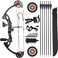Archery Compound Bow and Arrow for Beginner and Youth，Bowfishing and Hunting Bow Set, 260 fps，19&rdquo;-28&rdquo; Draw Length,15-29 Lbs Draw Weight, Package with Archery Hunting Equipment -Black