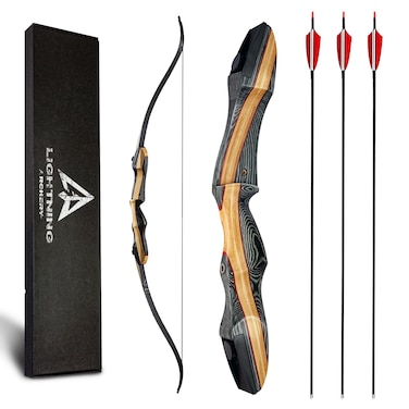 Recurve Bow and Arrow Set 62" Archery Hunting Bow Wooden Takedown Recurve Bow for Adults Beginners to Advanced Outdoor Practice &amp; Hunting (25-60lbs)