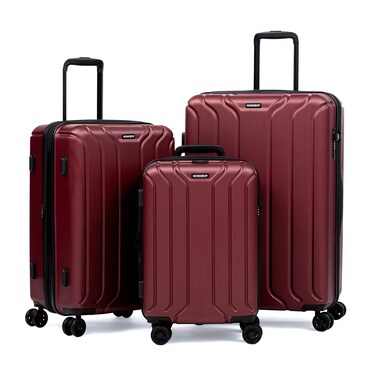 NONSTOP NEW YORK Luggage Expandable Spinner Wheels hard side shell Travel Suitcase Set 3 Piece Lightweight, TSA Lock, Double USB Port + 2 packing cubes