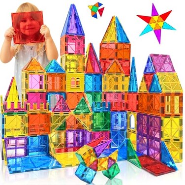 Magnetic Tiles Kids Toys STEM - 60pcs Magnet Blocks Building Toys for Toddlers Preschool Educational Learning Montessori Toys for 3+ Year Old Boys and Girls，Safe Creativity Kids Toys Birthday Gifts