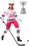 Barbie Winter Sports Hockey Player Brunette Doll, Curvy Shape (12 in) with Jersey, Helmet, Hockey Stick, Puck &amp; Trophy, Great For 3 and Up