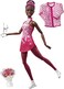 Barbie Winter Sports Ice Skater Brunette Doll (12 Inches) with Pink Dress, Jacket, Rose Bouquet &amp; Trophy, Great Gift for Ages 3 and Up