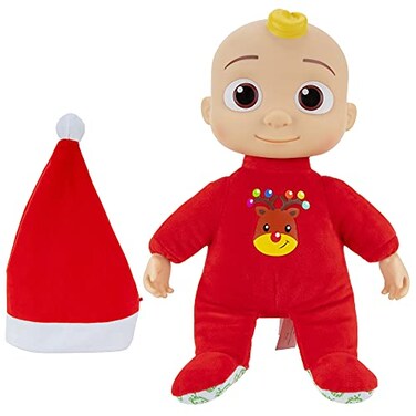 Cocomelon Musical Deck The Halls JJ Doll - Includes JJ Roto Doll with Santa Hat - Festive Doll with Activated Sounds- Toys for Preschoolers