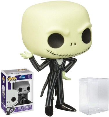 Funko POP Disney: The Nightmare Before Christmas - Jack Skellington Pop! Vinyl Figure (Bundled with Compatible Pop Box Protector Case), Multicolor, 3.75 inches