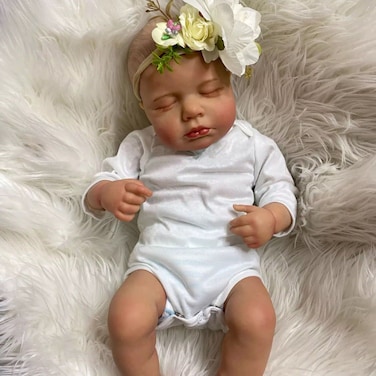 iCradle Asleep Reborn Baby Dolls,20 Inch Weighted Body Newborn Baby Dolls with Flower Headwear Best Toy for Birthday
