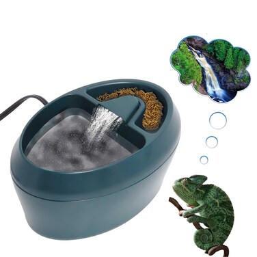 Reptile Chameleon Waterfall Drinking Fountain, Food Bowl Water Cantina Dripper Feeder, Amphibians Insects Bearded Dragon Gecko Lizard Turtle Frog Snake Water Dispenser by Hoqqf