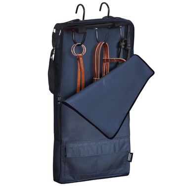 Harrison Howard Bridle/Halter Bag with 3 Prong Tack Rack Sturdy Waterproof Fabric Horse Tack Carry Bag-Navy