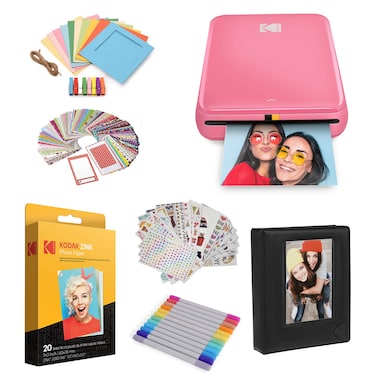 Kodak Step Instant Color Photo Printer with Bluetooth/NFC, ZINK Technology &amp; Kodak App for iOS &amp; Android (Pink) Starter Bundle