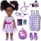 ZNTWEI 14.5 Inch Black Dolls and Black Baby Doll Clothes Accessories Including Unicorn Backpack Ipad Phone Glasses Shoes Camera Headband Hairpin