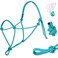 Harrison Howard Rope Halter for Horses Super Sturdy Horse Rope Training Halter with 2 Knot 1/4" Stiff Halter Cord Size Standard - Turquoise