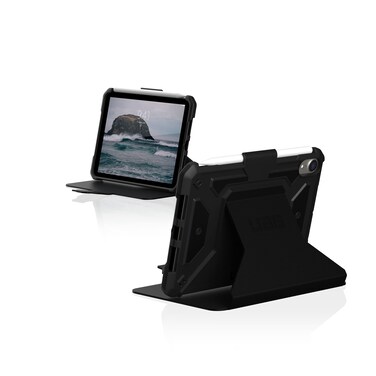 URBAN ARMOR GEAR UAG Designed for iPad Mini Case (6th Gen, 2021) Rugged Tactical Grip Exterior Material Heavy Duty Multi-Angle Viewing Folio Stand w/Pencil Holder Metropolis Protective Cover, Black