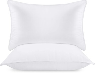 hanwey Premium Bed Pillows (2 Pack) - Cotton Blend Pillows Plush Sleeping Pillows for Back, Stomach and Side Sleepers