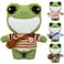 11.8in Stuffed Frog Plush Animal Doll Toy, Super Cute Green Frog Plushies Pillow with Sweater Clothes and Backpack, Standing Frog Plushie Toy Gift for Kids Creative Decoration (Green-I)