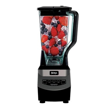 Ninja Blender, For-Smoothies, Salsa, Shakes, Slush, and-Frozen Drinks, Blender, Pitcher, and-Lid, Blender for-Kitchen, Crushes Ice, Fruit, and-Veggies, 1000-Watt, Dishwasher Safe, Black, NJ601AMZ​