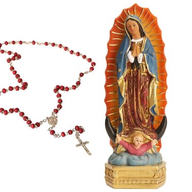 orenm Virgen de Guadalupe Statues,8 Inch Coloured Our Lady of Guadalupe Statue,Resin Mother Mary Catholic Statues,Home Tabletop Decoration Small Virgin Mary Religious Statue Gifts