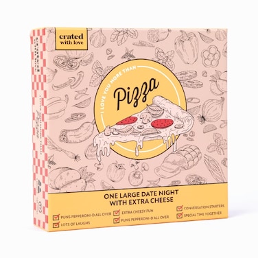 CratedWithLove Date Night Box - Fun and Adventurous Romantic Gift for Couples - Date Night Games with Exciting Date Ideas for Couple: Girlfriend, Boyfriend, Newlywed (I LY More Than Pizza)