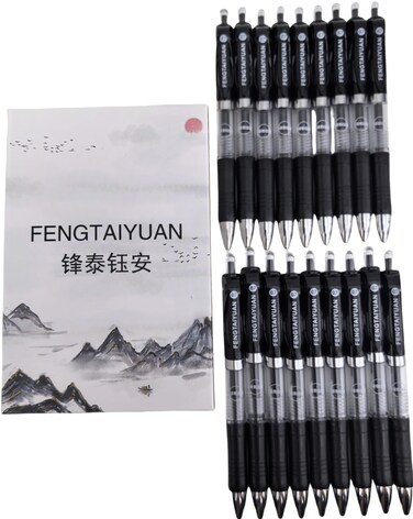 Fengtaiyuan AD07P18, Retractable Gel Pens, 0.7mm, Black Ink, Fine Point, Writting Smooth, 18 Pack (AD07P18)