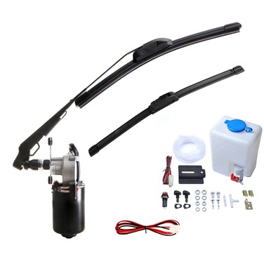 12V Electric Motor UTV Windshield Bottle Washer Kit Fits Polaris Ranger RZR General Golf Cart Tractor Can Am Commander UTV Windshield Wiper Washer Turbo Pump Kit 90 Degree Motor 2 Blades