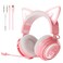 SOMIC GS510 Gaming Headset, Cat Ear Headset PC Gaming Headphones with Retractable Mic Noise Cancelling, Stereo Sound, DIY Face Covers for PC, PS4, PS5,Xbox One(Only White LED Light)-Pink