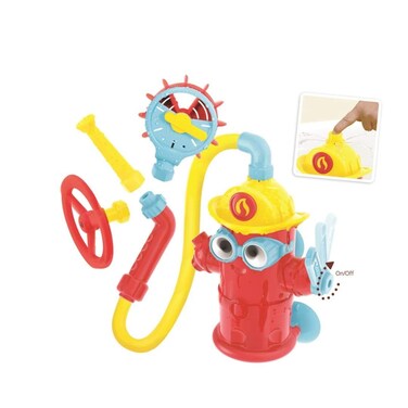 Yookidoo Ready Freddy Spray 'n' Sprinkle Bath Toy, Red, Rubber, Plastic, Silicone, Superhero, 3 - 6 Years