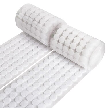 WXBOOM Self Adhesive Dots 2000pcs (1000 Pairs) 0.59" Diameter White Hook &amp; Loop Dots Waterproof Sticky Back Nylon for School Classroom Office Home 15mm