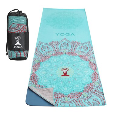 MoKo Yoga Towel, Non Slip Hot Yoga Mat Yoga Blanket Printing Pattern Quick Dry with Corner Pocket for Bikram, Pilates, Gym Workout, Outdoor Picnic