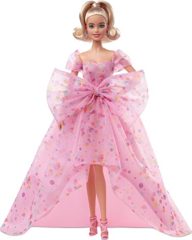 Barbie Signature Birthday Wishes Doll (11.5 in Blonde) Wearing Pink Tulle Gown &amp; Shoes, with Customizable Packaging, Gift for 6 Year Olds &amp; Up
