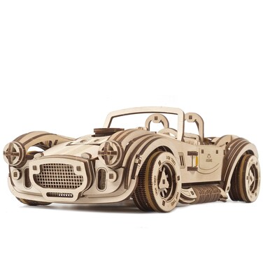 UGEARS Drift Cobra Racing Car Puzzle - Wooden 3D Puzzles for Adults to Build with Powerful Spring Motor - Wood Mechanical Models Building Kit for Fathers Day - Retro Hobbies for Men - 370 Pcs