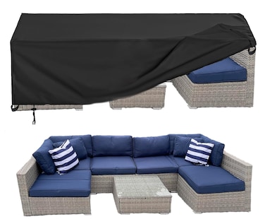 Oslimea Patio Furniture Covers - Waterproof Outdoor Sectional Sofa Set &amp; Table &amp; Chair Set Covers, 98" L x 78" W x 32" H