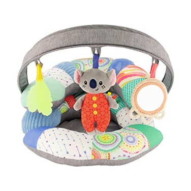Infantino 3-in-1 Tummy Time, Sit Support &amp; Mini Gym - Removable Toy Arch - Musical Koala Pal, Soothing Leaf Teether &amp; Peek-and-See Mirror - for Babies, 0M+